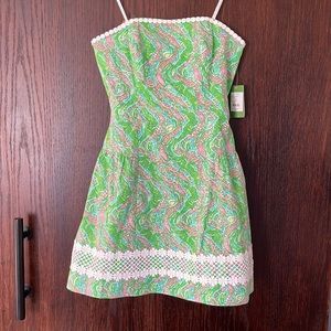 NWT, Never-Worn Lilly Pulitzer Jordan Dress in Chomp Chomp (Shorely Blue) Print